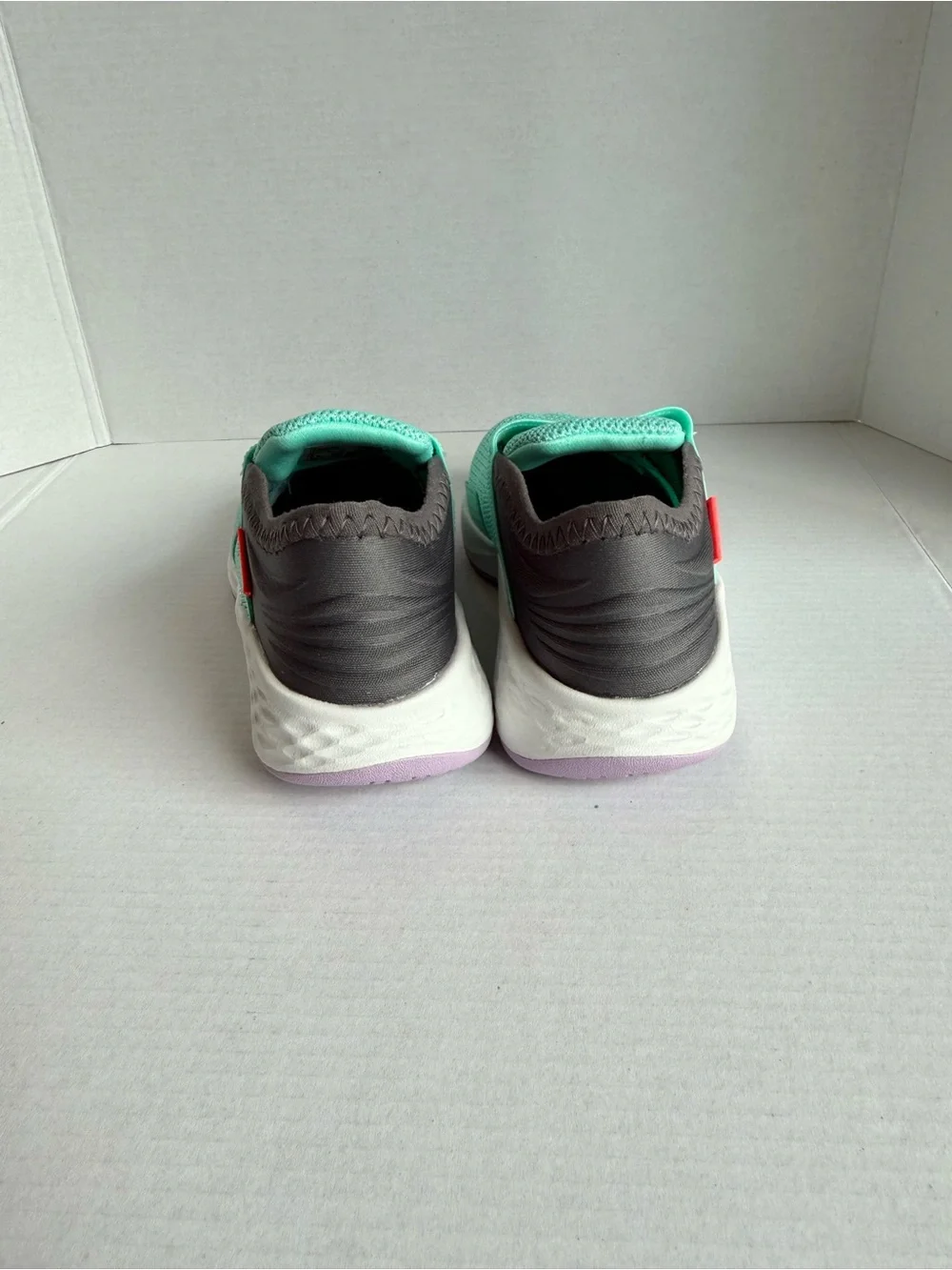 New Balance ROAV FRESH FOAM Kids Mint Green and Gray Slip-On Sneakers